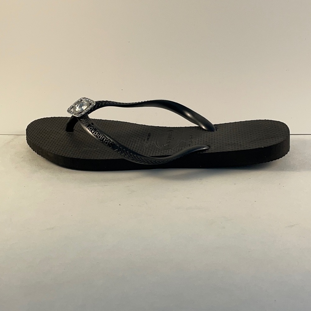 Women’s Black Havainas Flip Flop Crystal